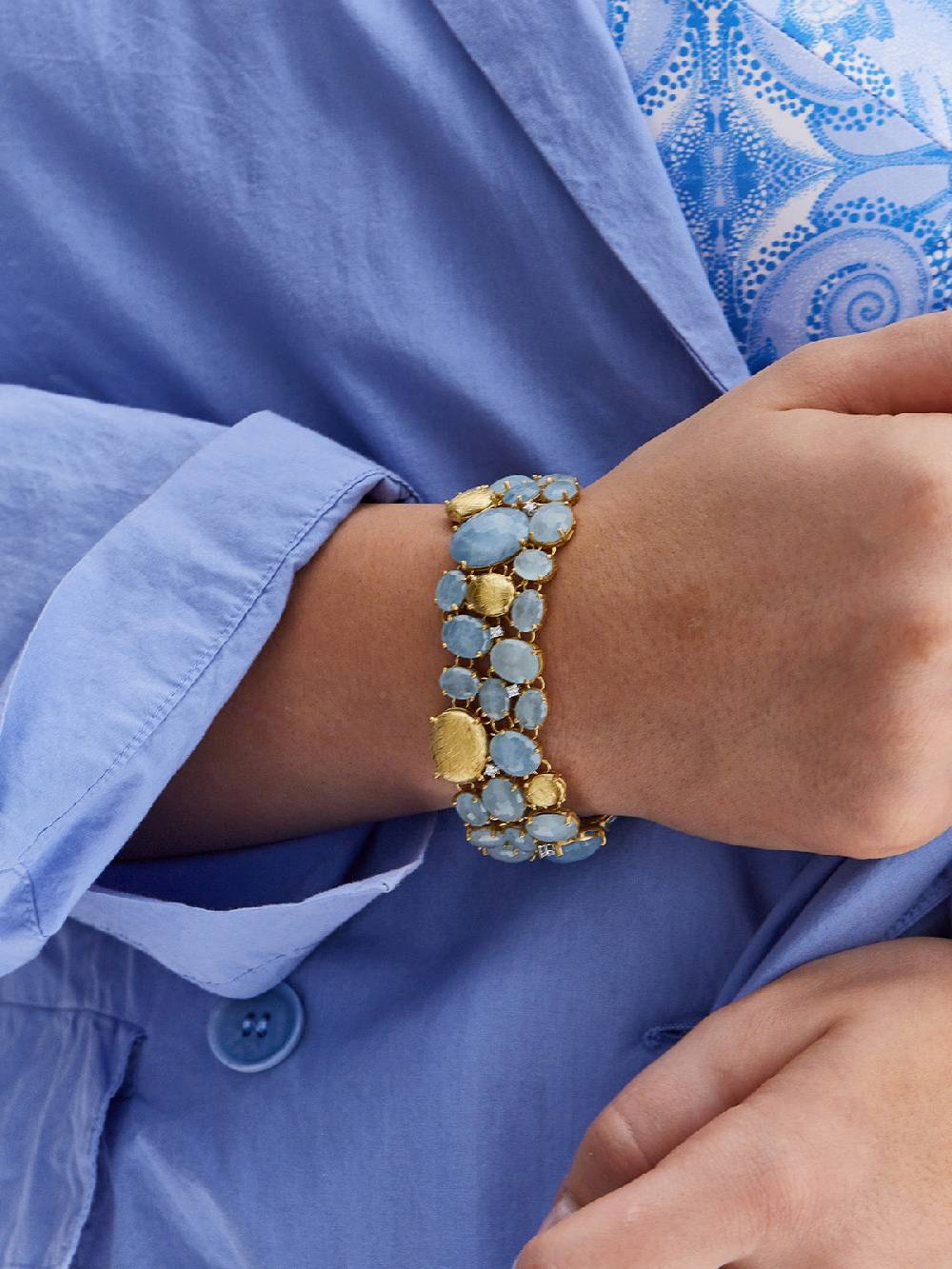Nanis Bracciale "IPANEMA" a fascia in oro, acquamarina e diamanti – Nanis Italian Jewels Hotsell