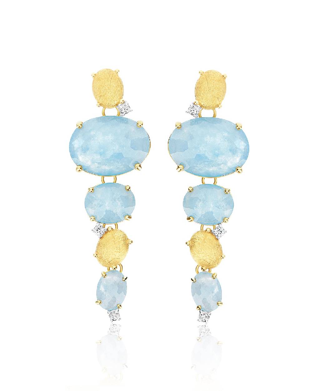 Nanis Orecchini "IPANEMA" pendenti in oro, acquamarina e diamanti – Nanis Italian Jewels