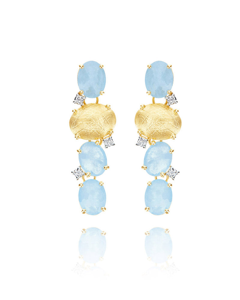 Nanis Orecchini "IPANEMA" pendenti in oro, acquamarina e dettagli di diamant – Nanis Italian Jewels