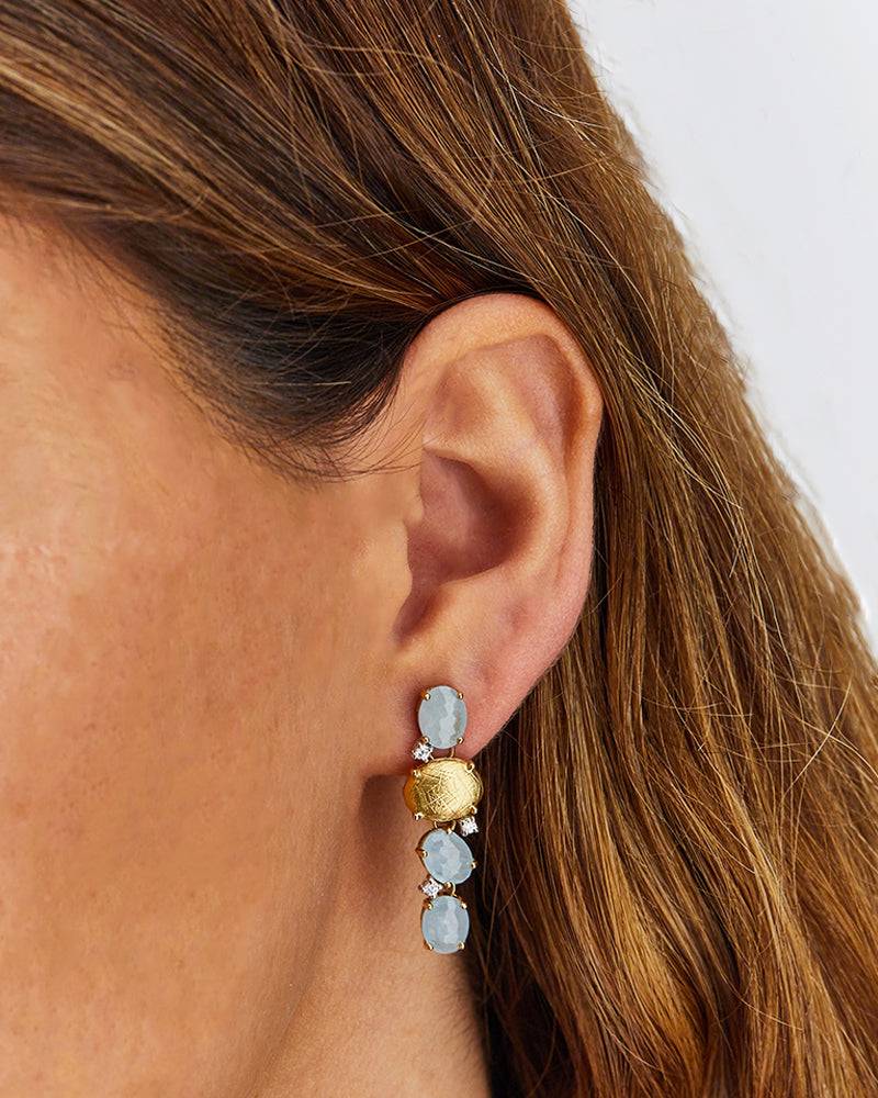 Nanis Orecchini "IPANEMA" pendenti in oro, acquamarina e dettagli di diamant – Nanis Italian Jewels Vendita Economica