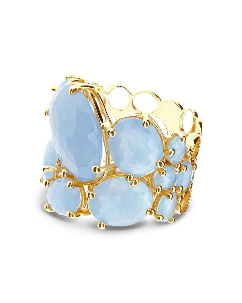 Nanis Anello "IPANEMA" a fascia in oro e acquamarina – Nanis Italian Jewels