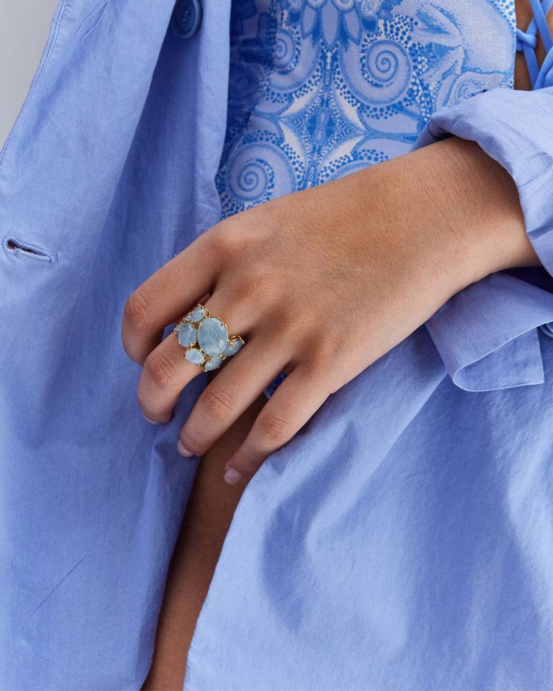 Nanis Anello "IPANEMA" a fascia in oro e acquamarina – Nanis Italian Jewels Saldi Di Fabbrica