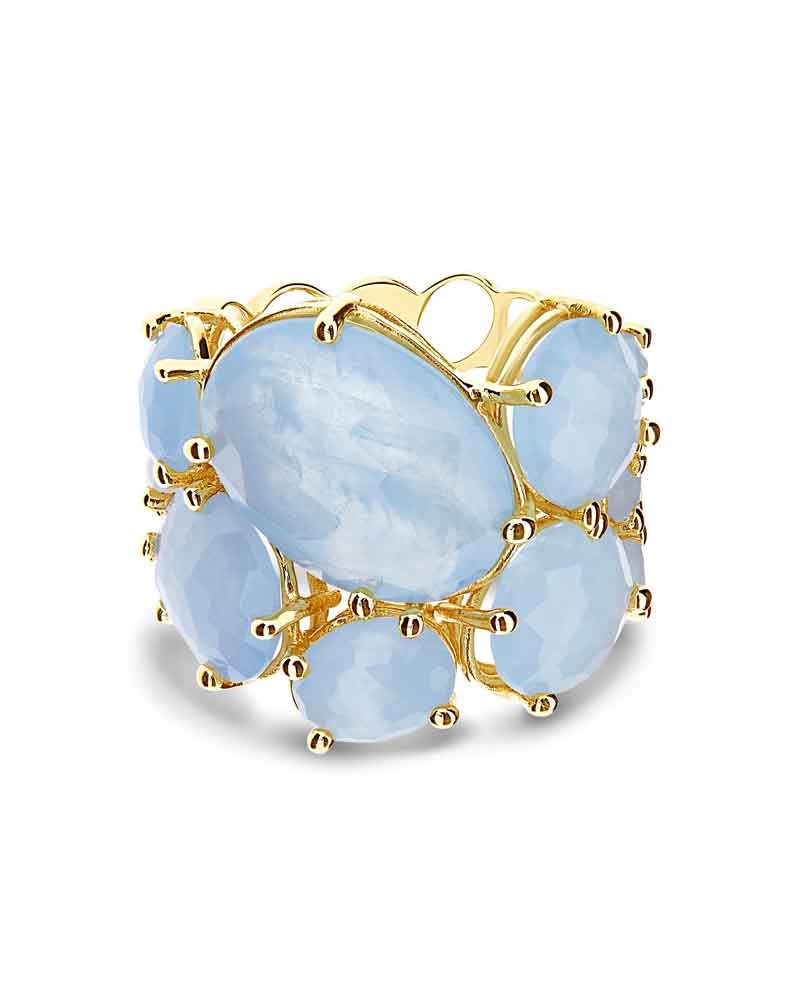 Nanis Anello "IPANEMA" a fascia in oro e acquamarina – Nanis Italian Jewels Saldi Di Fabbrica