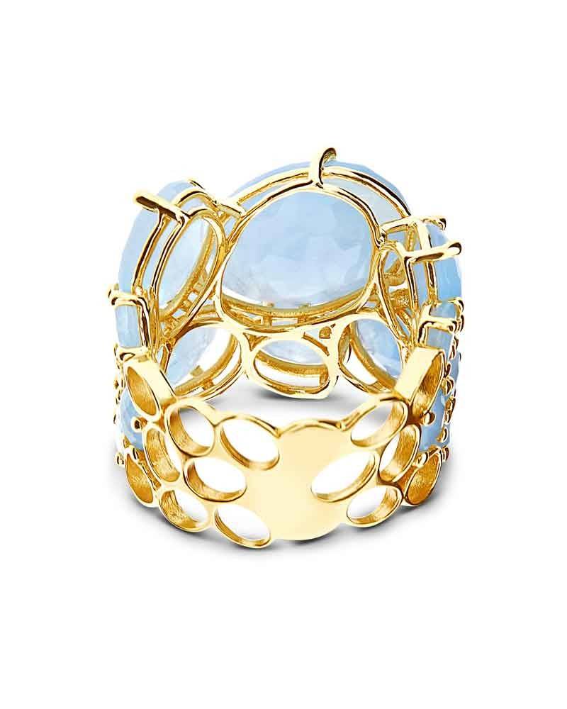 Nanis Anello "IPANEMA" a fascia in oro e acquamarina – Nanis Italian Jewels Saldi Di Fabbrica