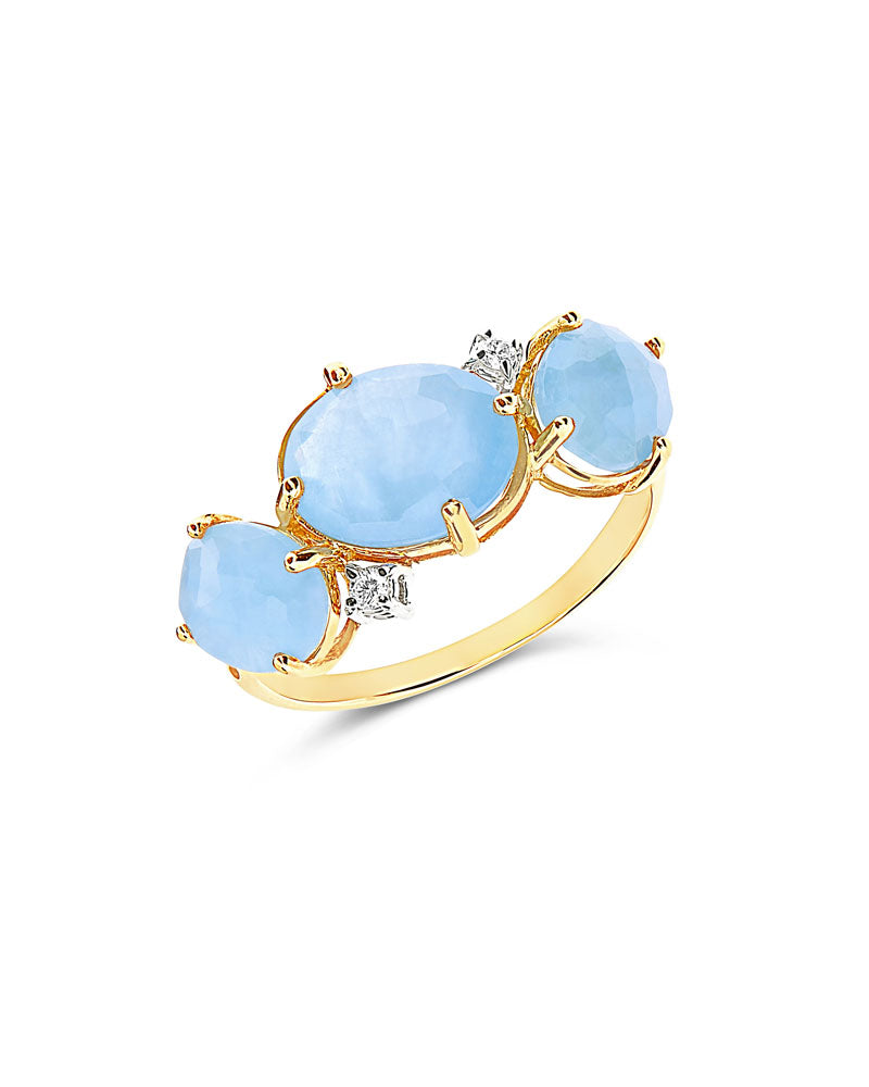 Nanis Anello "IPANEMA" in oro, acquamarina e dettagli di diamanti – Nanis Italian Jewels