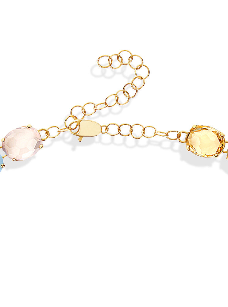 Nanis Collana girocollo "IPANEMA" in oro, ametista, quarzo e topazio blu – Nanis Italian Jewels Rilascio limitato