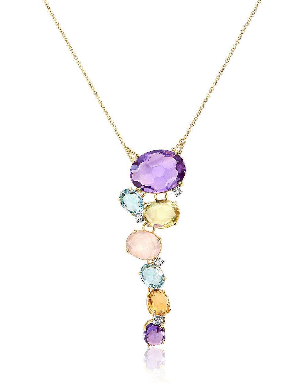 Nanis Collana "IPANEMA"con pendente in oro, ametista, topazio blu, quarzo e – Nanis Italian Jewels