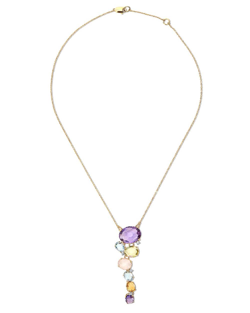 Nanis Collana "IPANEMA"con pendente in oro, ametista, topazio blu, quarzo e – Nanis Italian Jewels Negozio