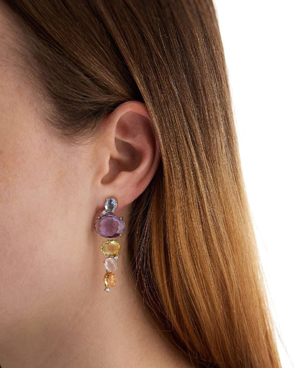 Nanis Orecchini "IPANEMA"pendenti in oro, ametista, topazio blu, quarzo e di – Nanis Italian Jewels In Saldo