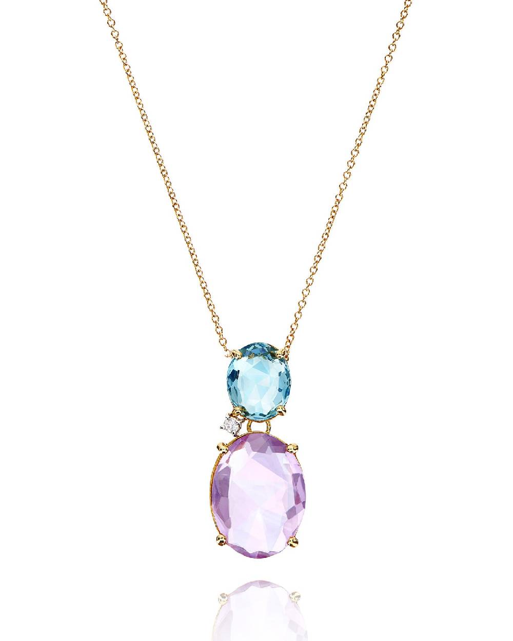 Nanis Collana "IPANEMA" in oro, ametista, topazio blu e dettaglio di diamant – Nanis Italian Jewels