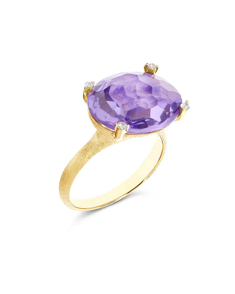 Nanis Anello "IPANEMA" in oro, ametista e dettagli di diamanti – Nanis Italian Jewels