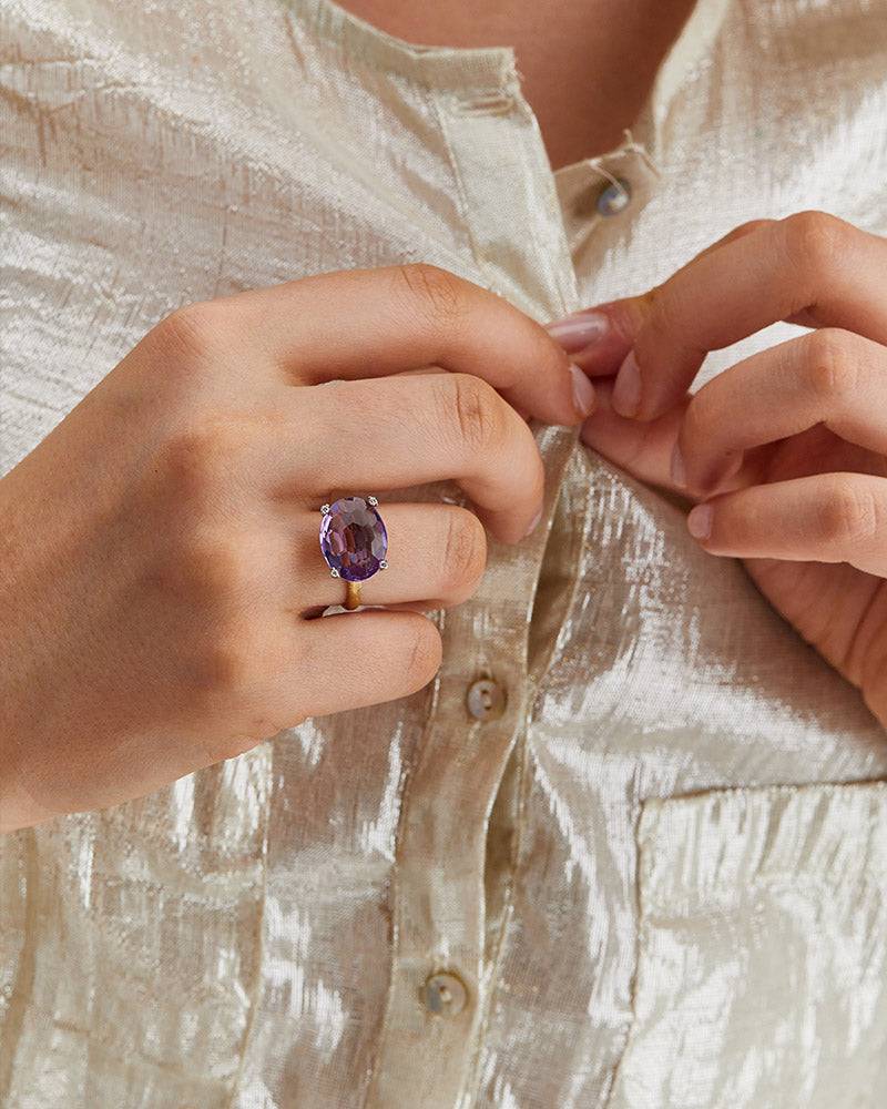 Nanis Anello "IPANEMA" in oro, ametista e dettagli di diamanti – Nanis Italian Jewels In Linea