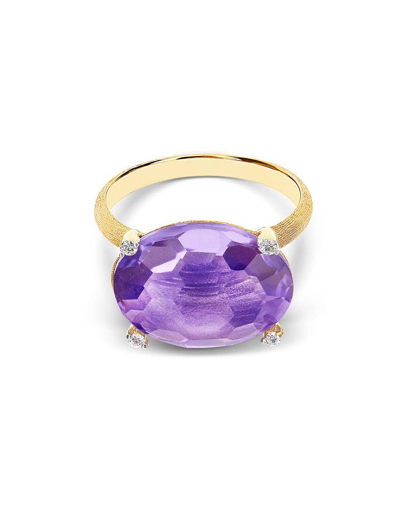 Nanis Anello "IPANEMA" in oro, ametista e dettagli di diamanti – Nanis Italian Jewels In Linea