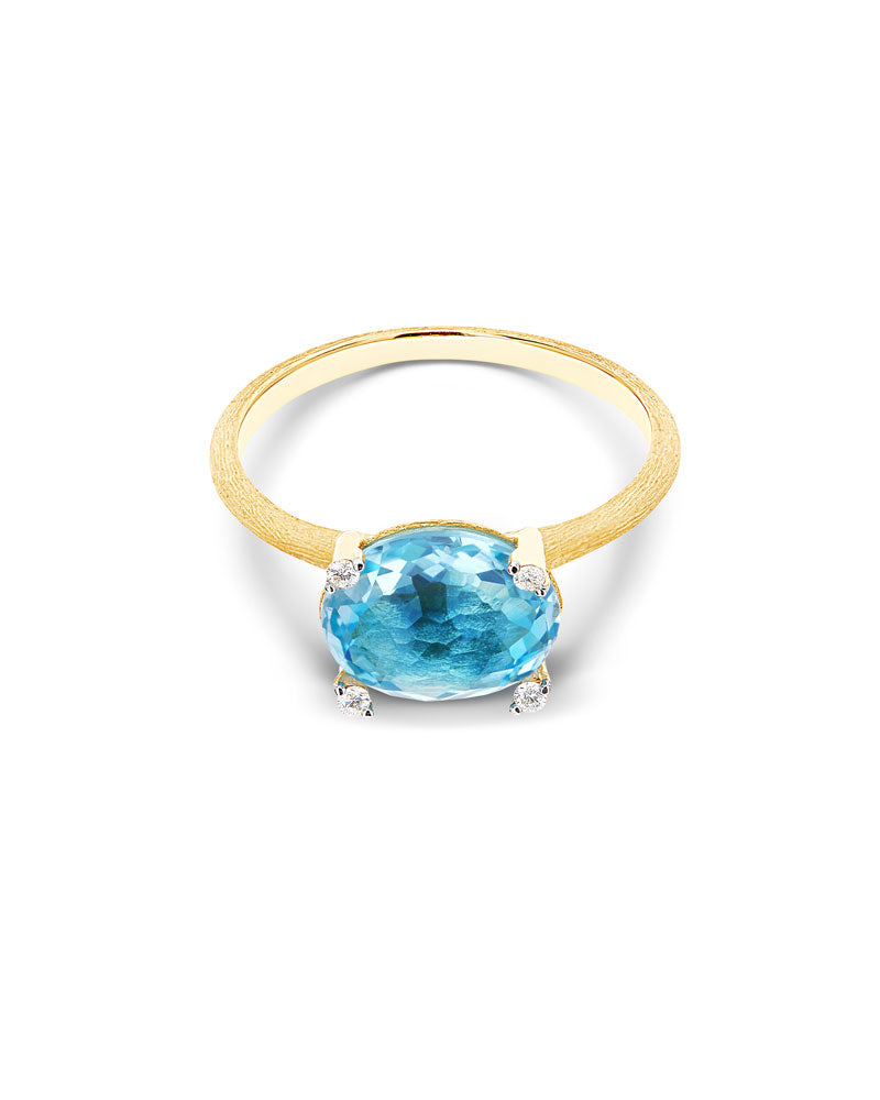 Nanis Anello "IPANEMA" in oro, topazio blu e dettagli di diamanti – Nanis Italian Jewels Nuovo