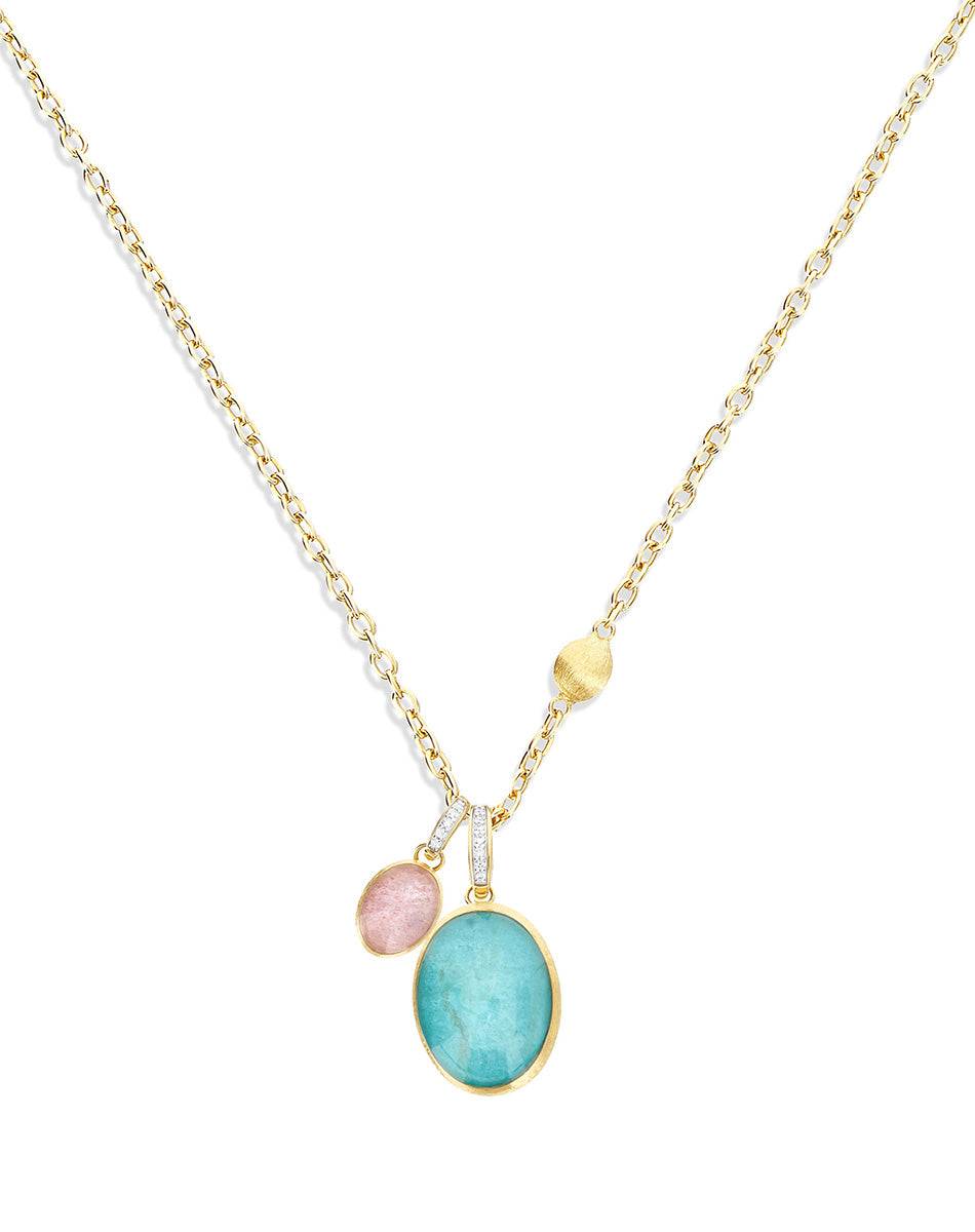 Nanis collana a catena con charms pendenti "boules" in oro inciso, diamanti – Nanis Italian Jewels