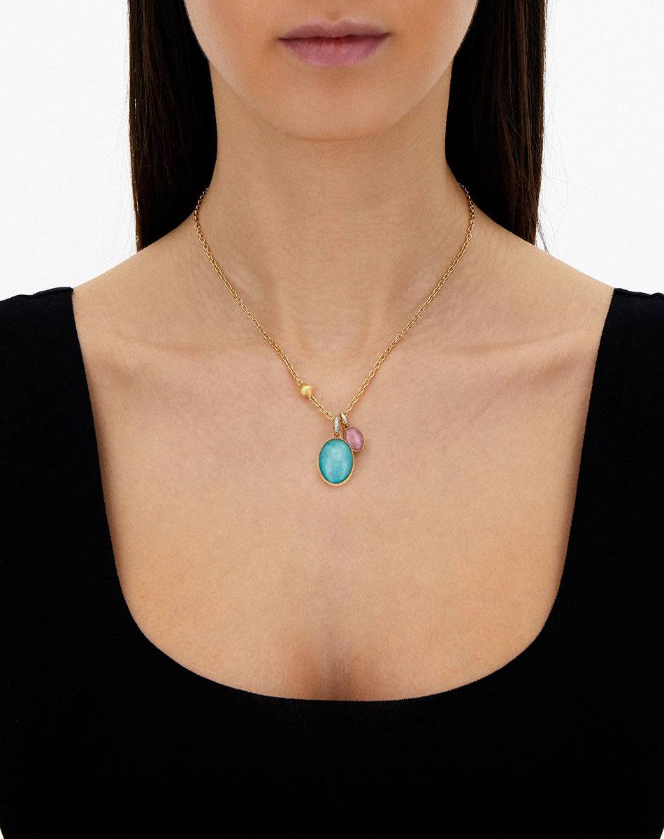 Nanis collana a catena con charms pendenti "boules" in oro inciso, diamanti – Nanis Italian Jewels Moda