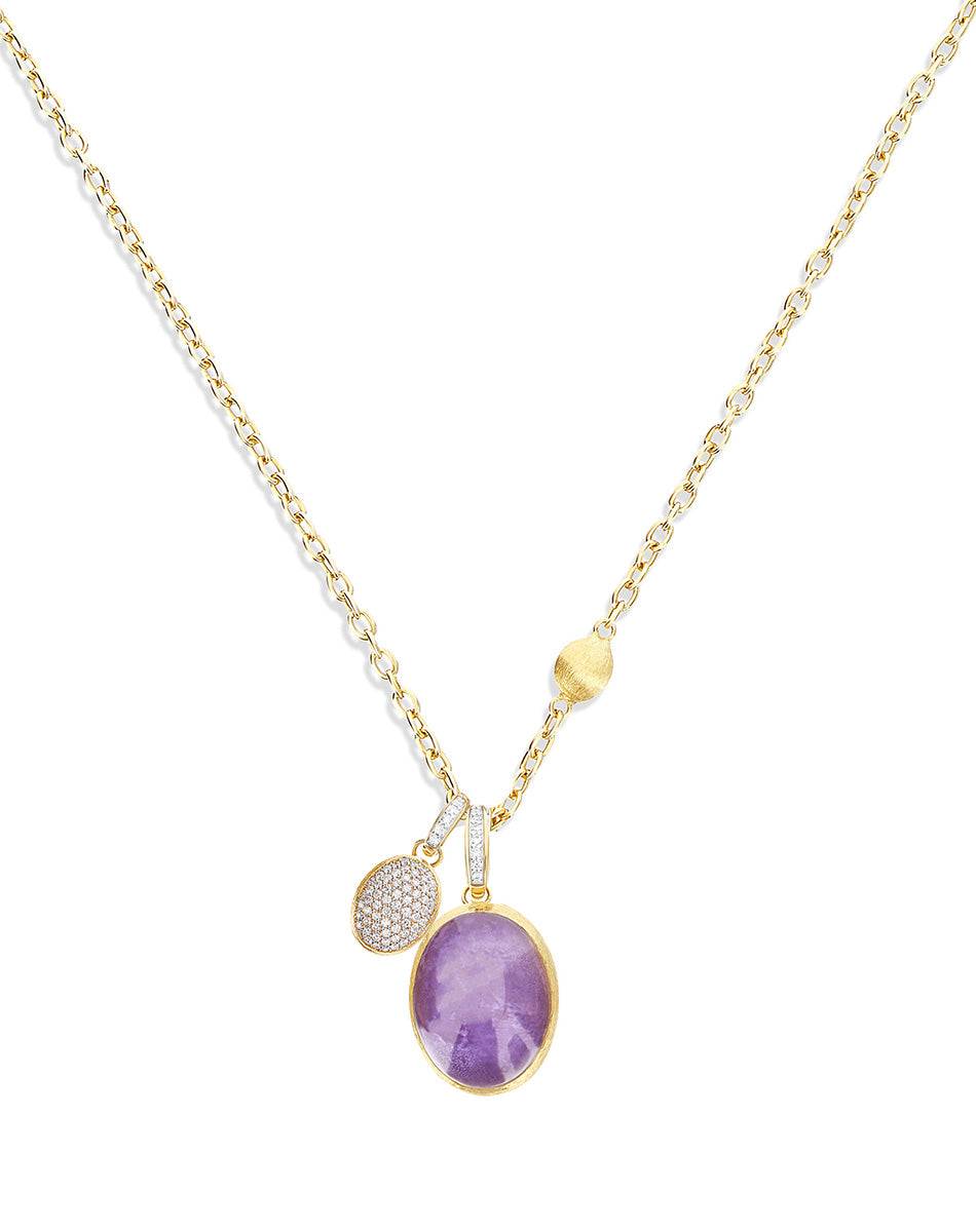 Nanis collana a catena con charms pendenti "boules" in oro inciso, diamanti – Nanis Italian Jewels