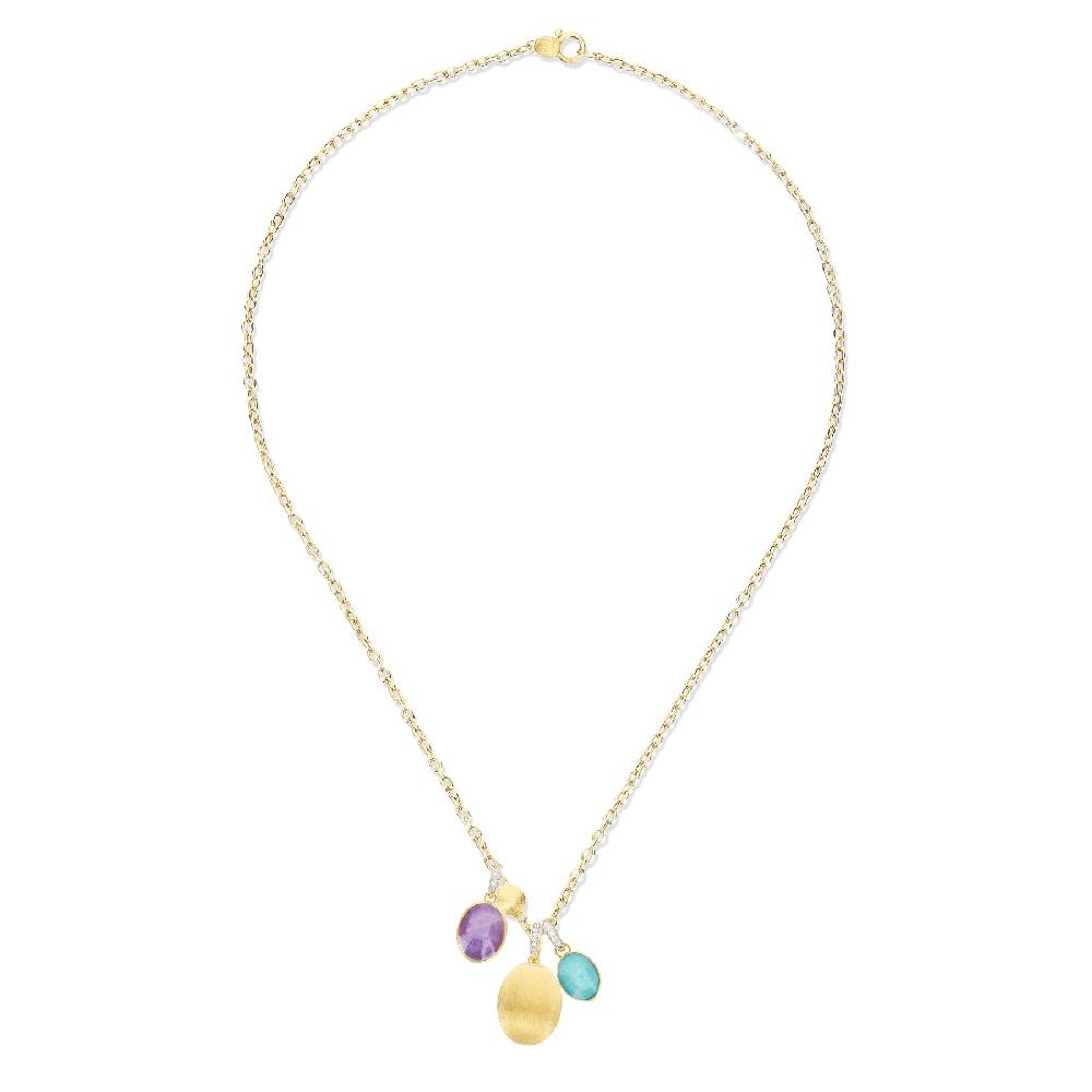 Nanis collana a catena con charms pendenti "boules" in oro inciso, diamanti – Nanis Italian Jewels Italy