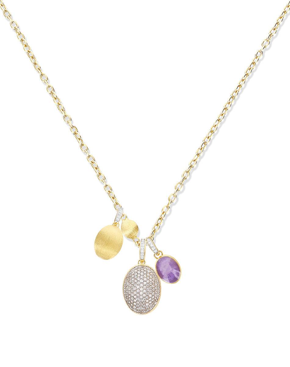 Nanis collana a catena con charms pendenti "boules" in oro inciso, diamanti – Nanis Italian Jewels