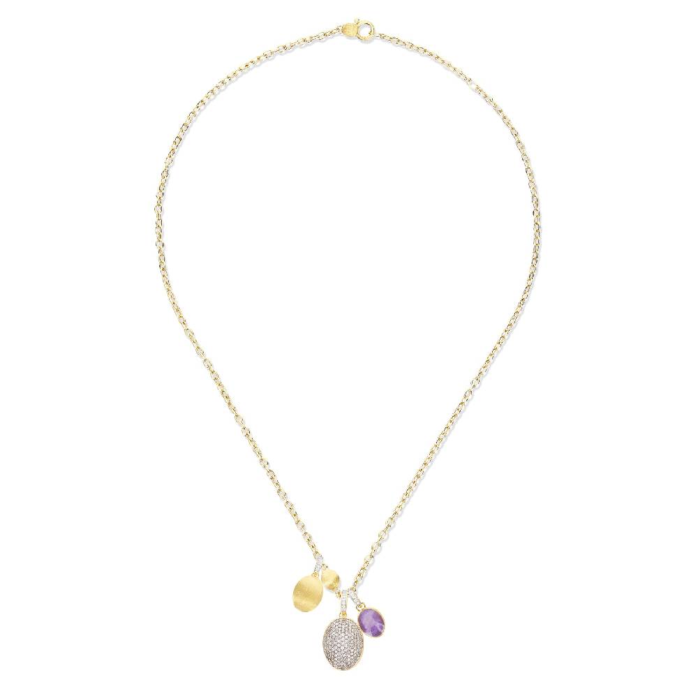 Nanis collana a catena con charms pendenti "boules" in oro inciso, diamanti – Nanis Italian Jewels In Linea