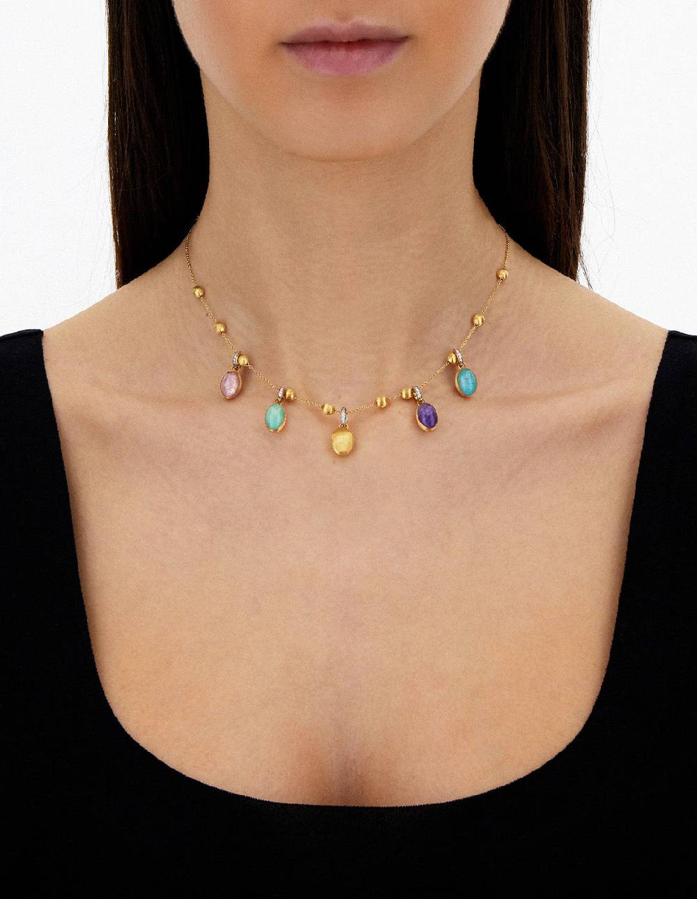 Nanis collana girocollo "soffio" con charms colorati in oro, diamanti e piet – Nanis Italian Jewels Nuovo