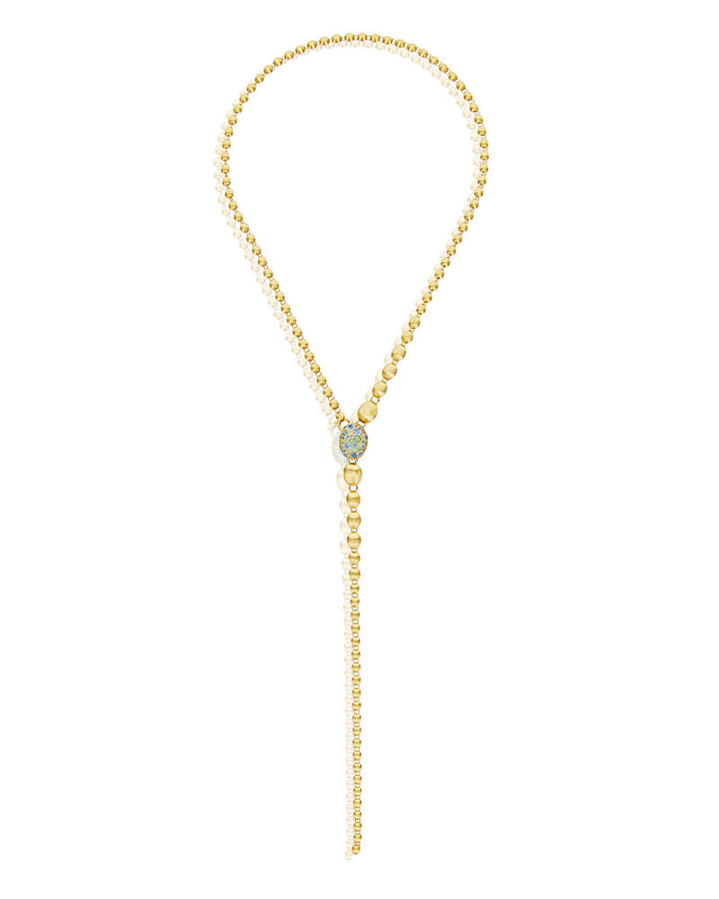 Nanis Collana a Y "DANCING REVERSE" double face in oro, diamanti blu, topazi – Nanis Italian Jewels Promozione Limitata