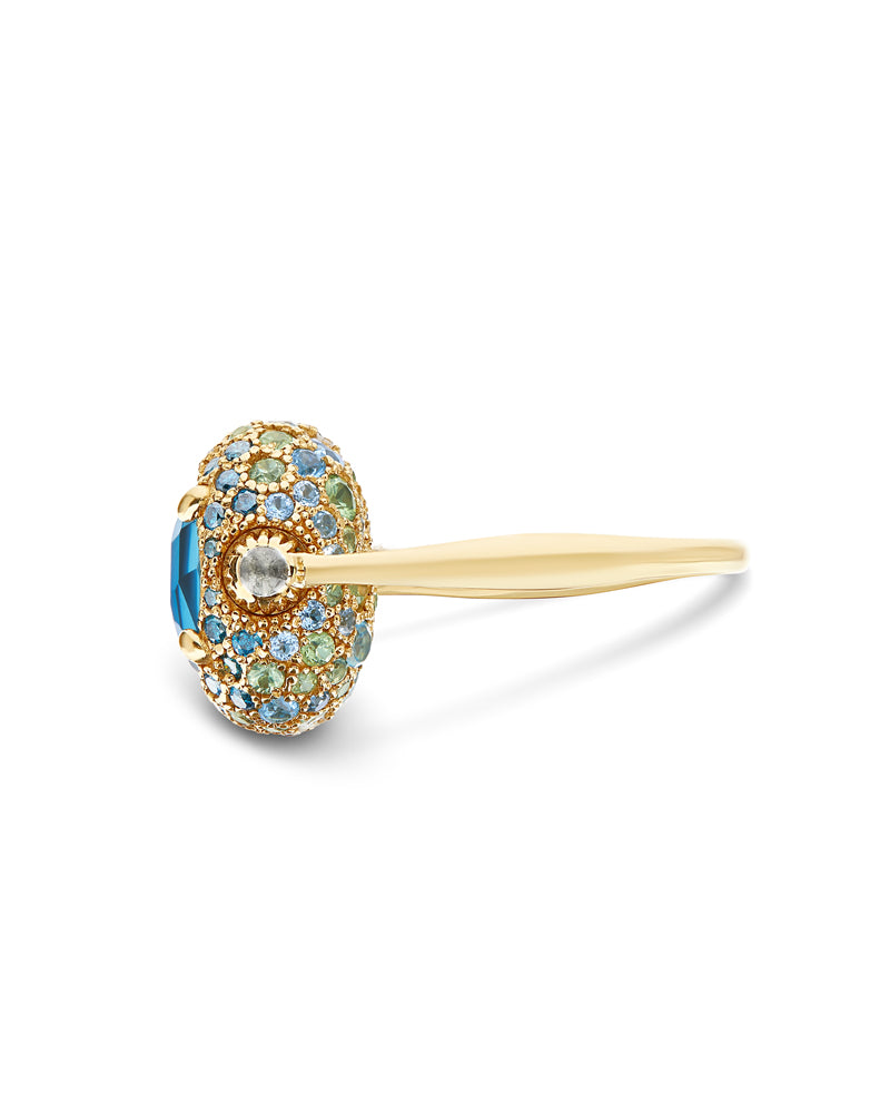 Nanis Anello "DANCING REVERSE" double face in in oro, diamanti blu, topazio – Nanis Italian Jewels Shopping Online