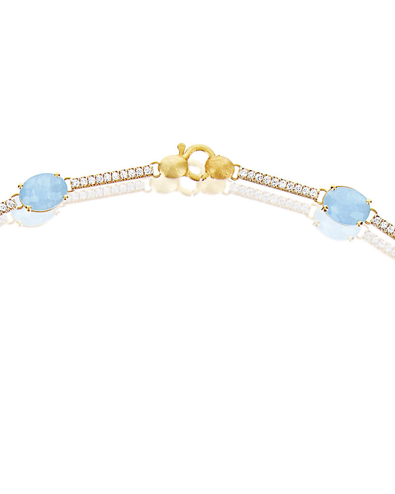 Nanis Collana girocollo "ARIA" in oro, acquamarina e barrette di diamanti – Nanis Italian Jewels Sottocosto