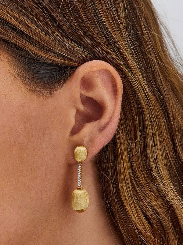 Nanis Orecchini "DANCING ÉLITE" con boules pendenti in oro legate da barrett – Nanis Italian Jewels Vendite Flash