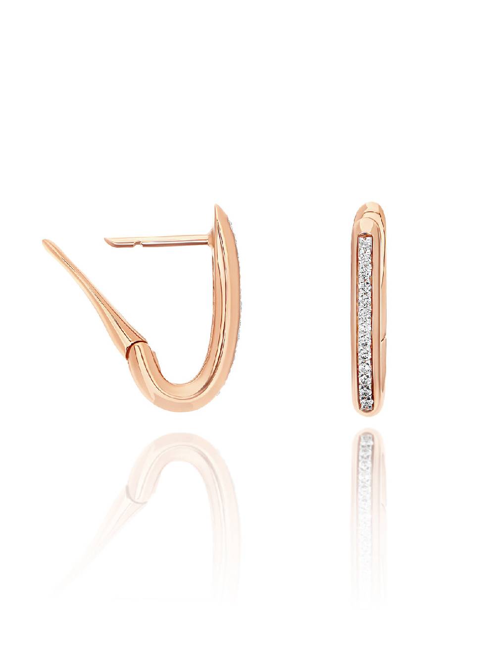 Nanis Orecchini a cerchio "libera" squadrati piccoli in oro rosa e diamanti – Nanis Italian Jewels Lightning offer