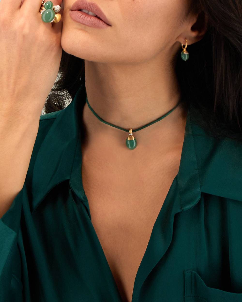 Nanis Pendente "AMAZZONIA" in oro, diamanti e avventurina verde (medio) – Nanis Italian Jewels Sconti questo mese