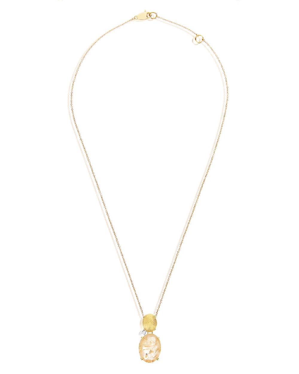 Nanis Collana "IPANEMA" con boule pendente in oro, quarzo rutilato giallo e – Nanis Italian Jewels Vendita