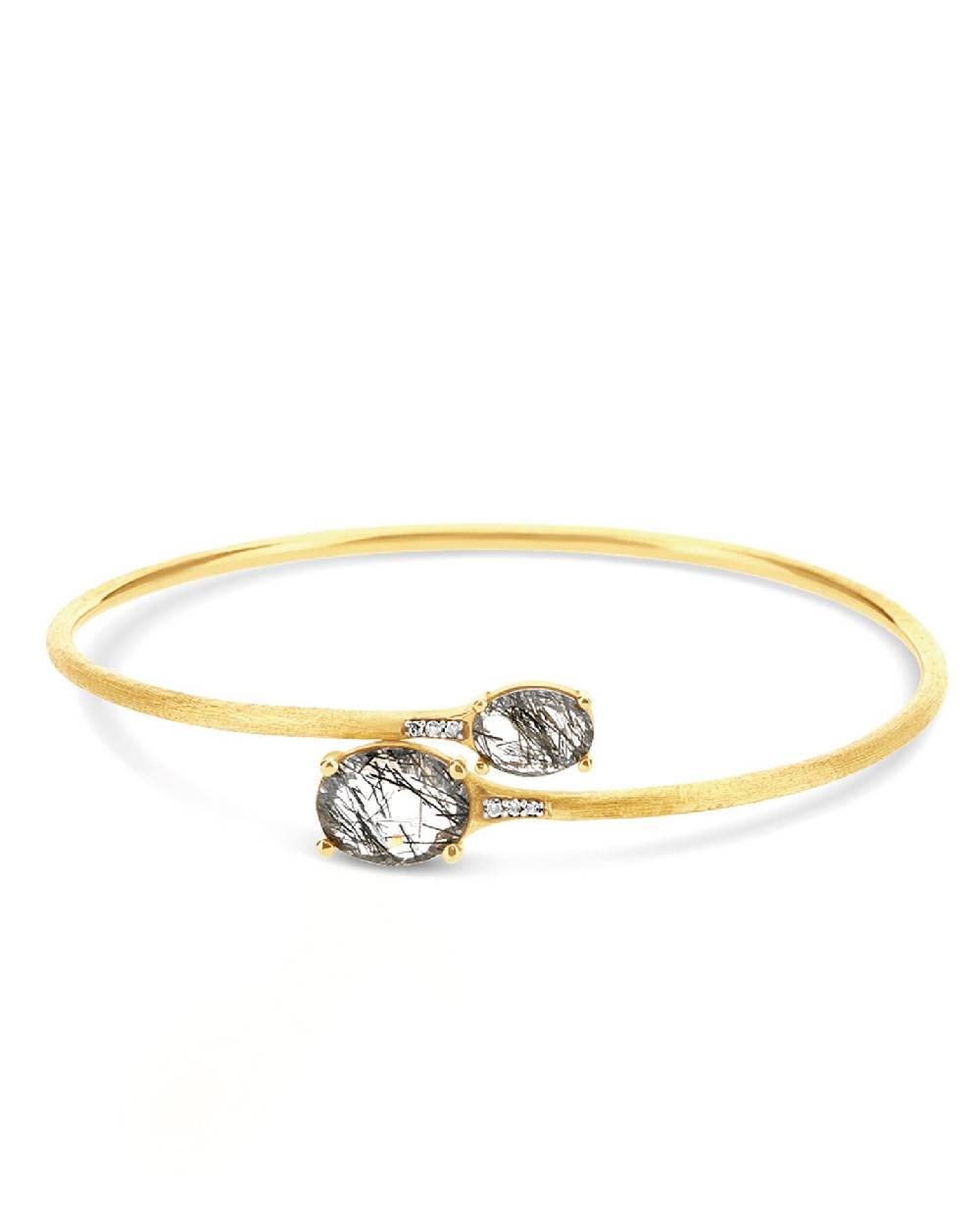Nanis Bracciale a schiava "IPANEMA" in oro, quarzo rutilato grigio e diamant – Nanis Italian Jewels Ritorno libero