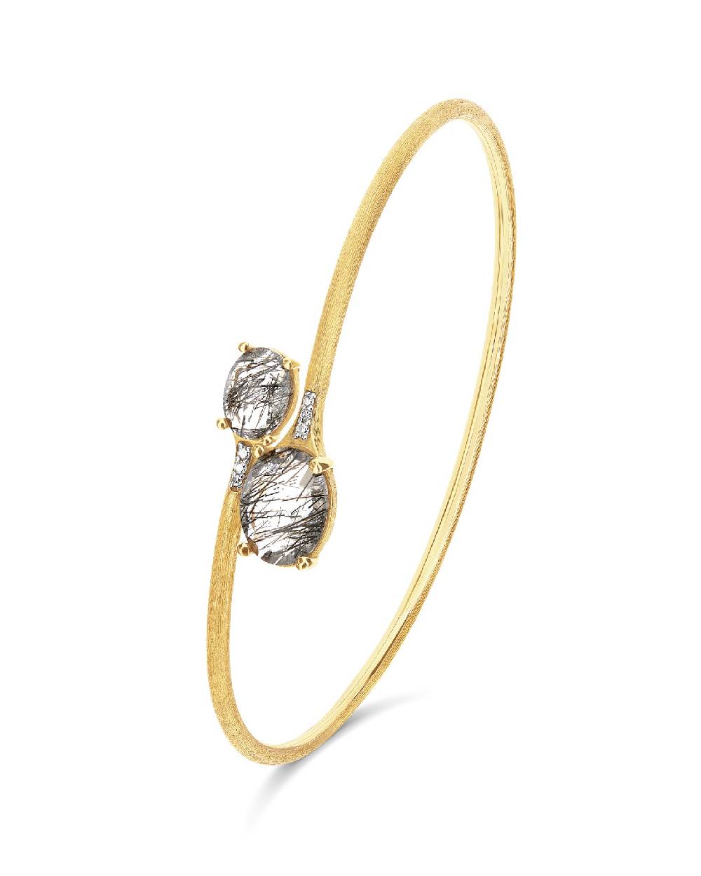 Nanis Bracciale a schiava "IPANEMA" in oro, quarzo rutilato grigio e diamant – Nanis Italian Jewels Ritorno libero