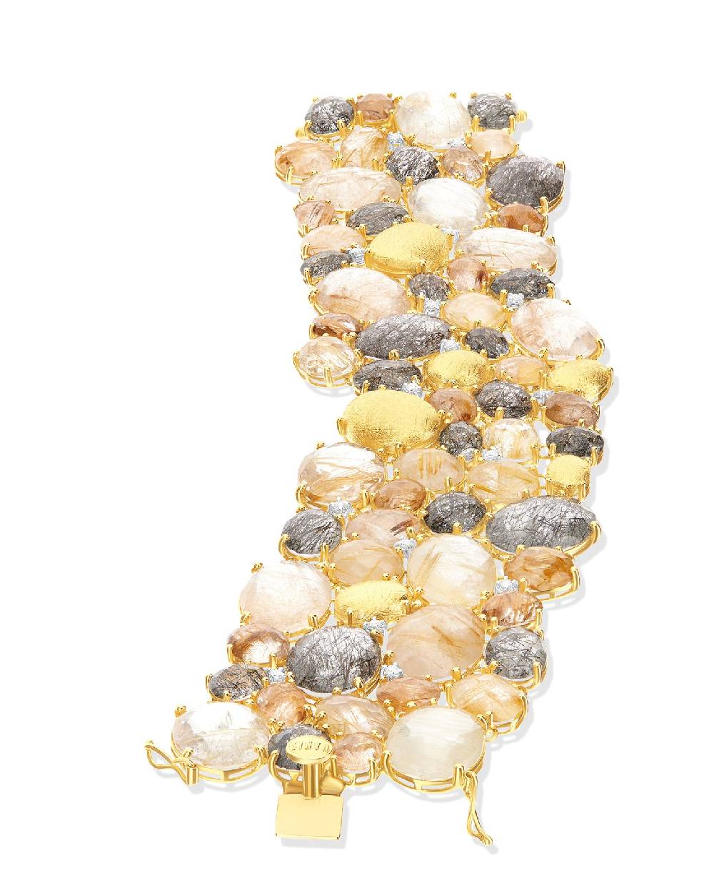 Nanis Bracciale "IPANEMA" a fascia in oro, quarzo rutilato e diamanti – Nanis Italian Jewels Ultimi tre giorni