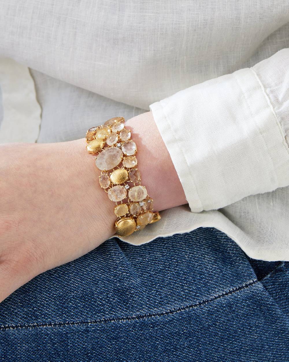 Nanis Bracciale "IPANEMA" a fascia in oro, quarzo rutilato giallo e diamanti – Nanis Italian Jewels Ultimo giorno