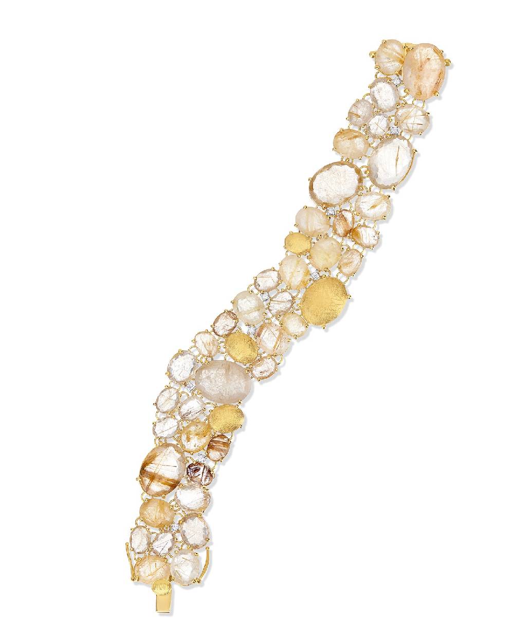 Nanis Bracciale "IPANEMA" a fascia in oro, quarzo rutilato giallo e diamanti – Nanis Italian Jewels Ultimo giorno