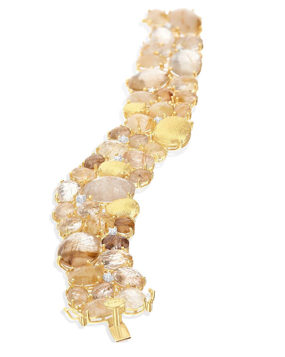Nanis Bracciale "IPANEMA" a fascia in oro, quarzo rutilato giallo e diamanti – Nanis Italian Jewels Ultimo giorno