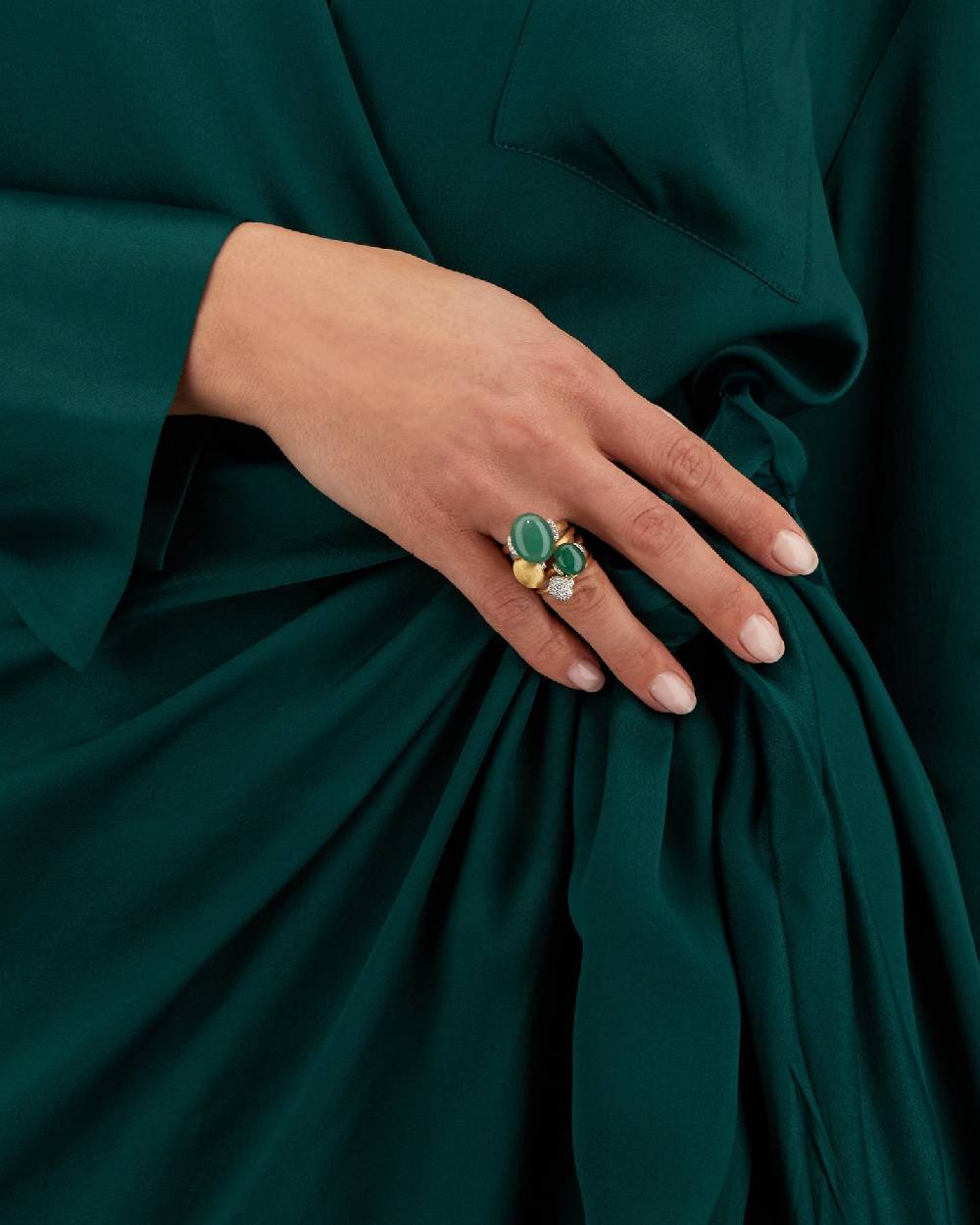 Nanis Anello "AMAZZONIA" in oro, diamanti e avventurina verde (piccolo) – Nanis Italian Jewels Promozione Limitata