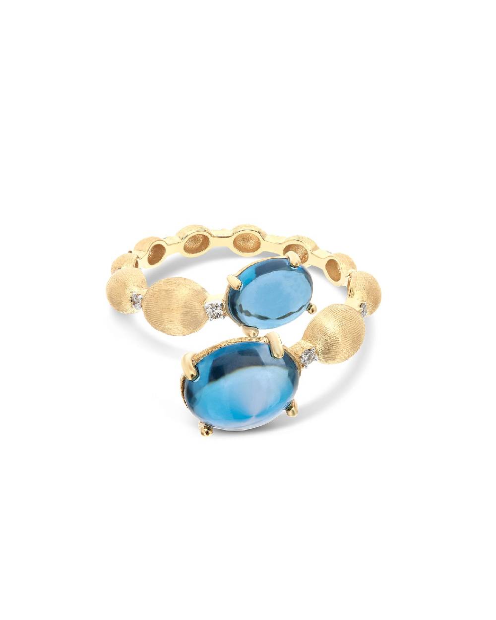Nanis Anello contrariè "DANCING AZURE" con boules in oro, diamanti e topazio – Nanis Italian Jewels Online