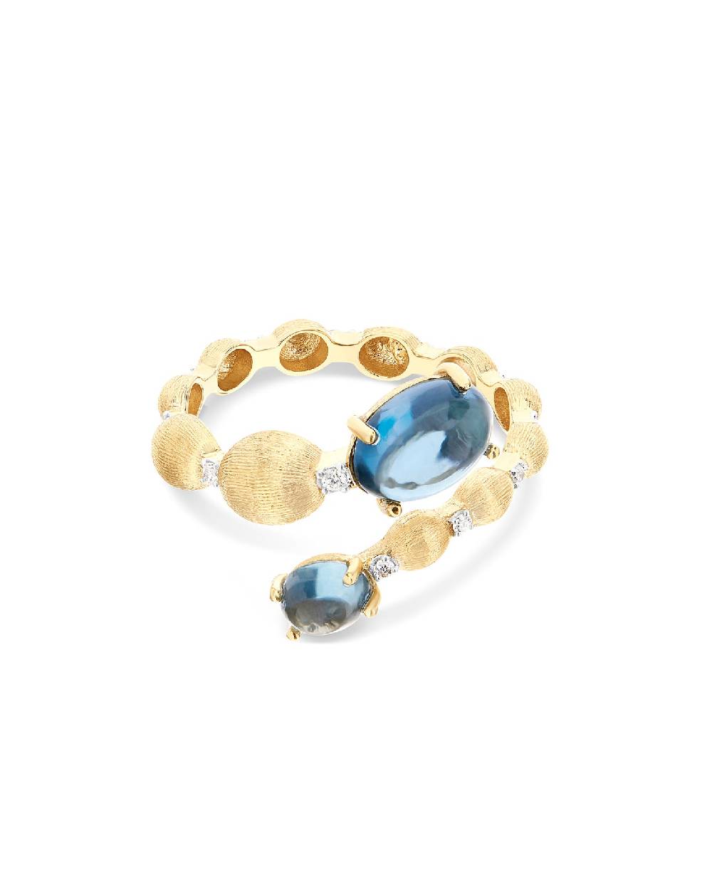 Nanis Anello contrariè "DANCING AZURE" con boules in oro, diamanti e topazio – Nanis Italian Jewels Outlet