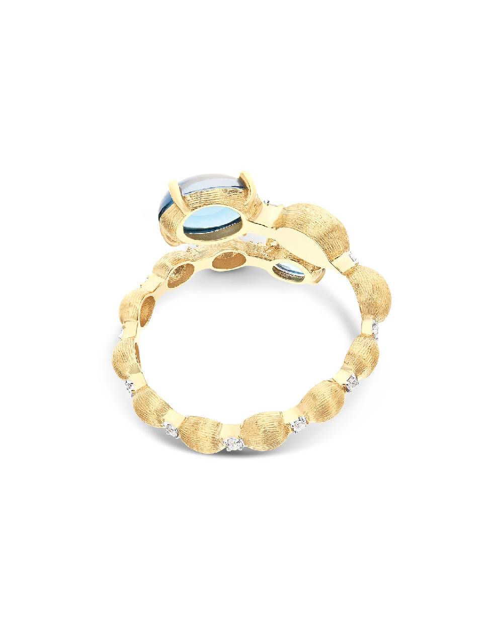 Nanis Anello contrariè "DANCING AZURE" con boules in oro, diamanti e topazio – Nanis Italian Jewels Outlet