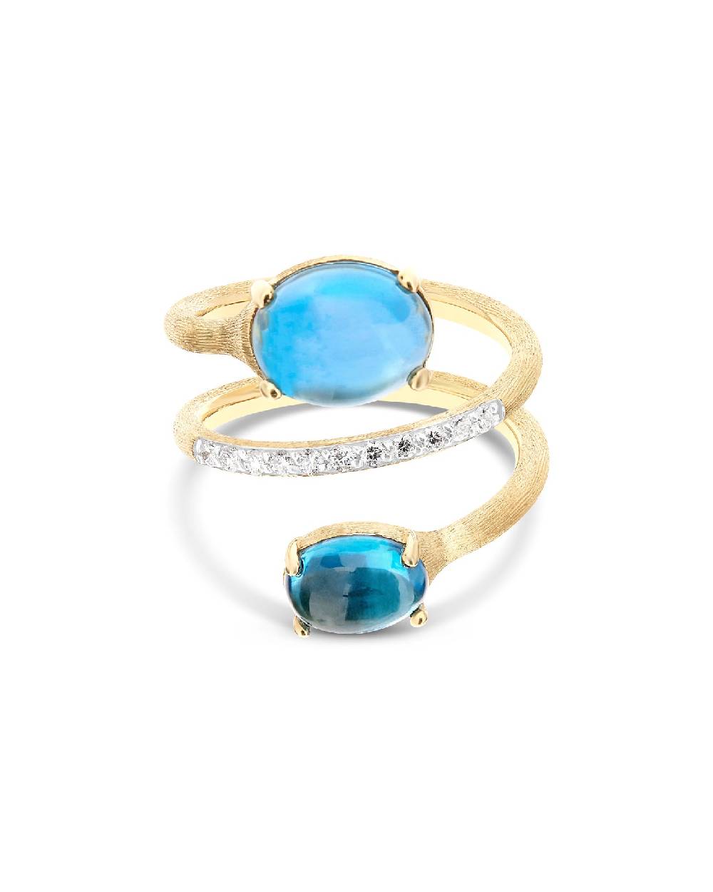 Nanis Anello contrariè "DANCING AZURE" in oro, diamanti e topazio London blu – Nanis Italian Jewels Saldi