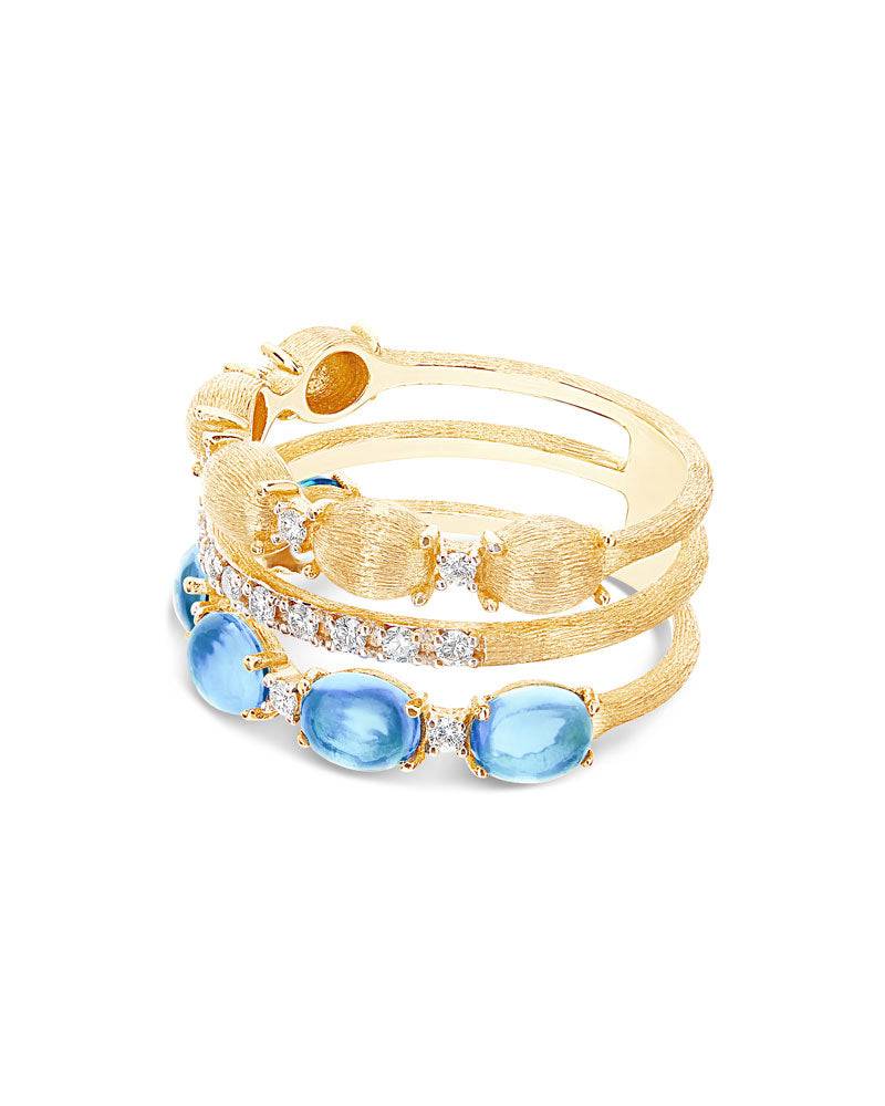 Nanis Anello "DANCING AZURE" a tripla fascia in oro, diamanti e topazio Lond – Nanis Italian Jewels Hotsell