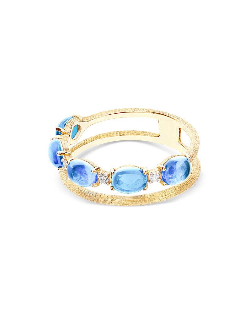 Nanis Anello "DANCING AZURE" a doppia fascia in oro, diamanti e topazio Lond – Nanis Italian Jewels Vendita Calda
