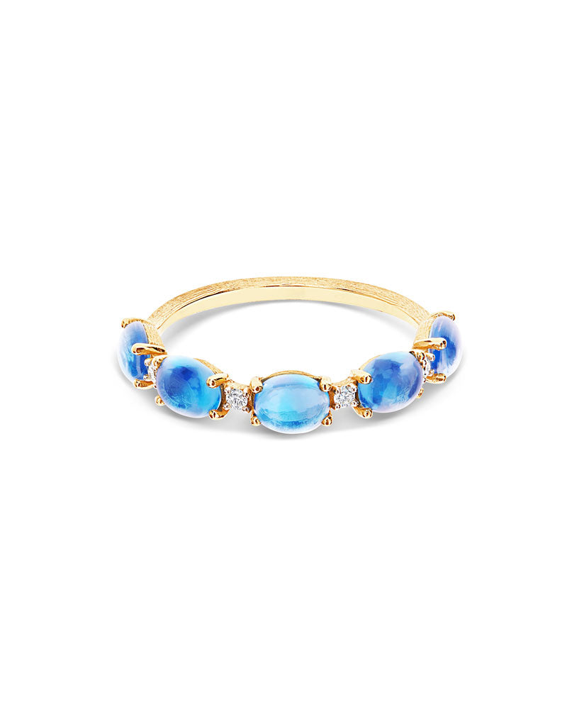 Nanis Anello "DANCING AZURE" con boules in oro, diamanti e topazio London bl – Nanis Italian Jewels Vendita Economica