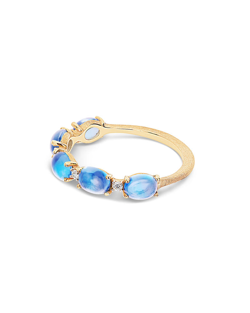 Nanis Anello "DANCING AZURE" con boules in oro, diamanti e topazio London bl – Nanis Italian Jewels Vendita Economica