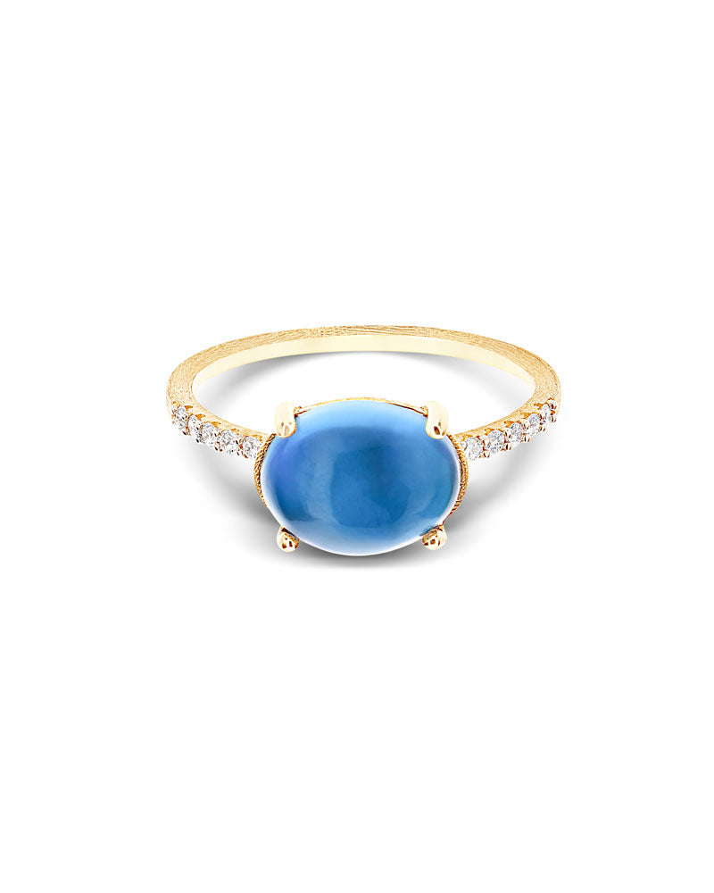 Nanis Anello "DANCING AZURE" in oro, diamanti e topazio London blu (grande) – Nanis Italian Jewels Saldi Di Fabbrica
