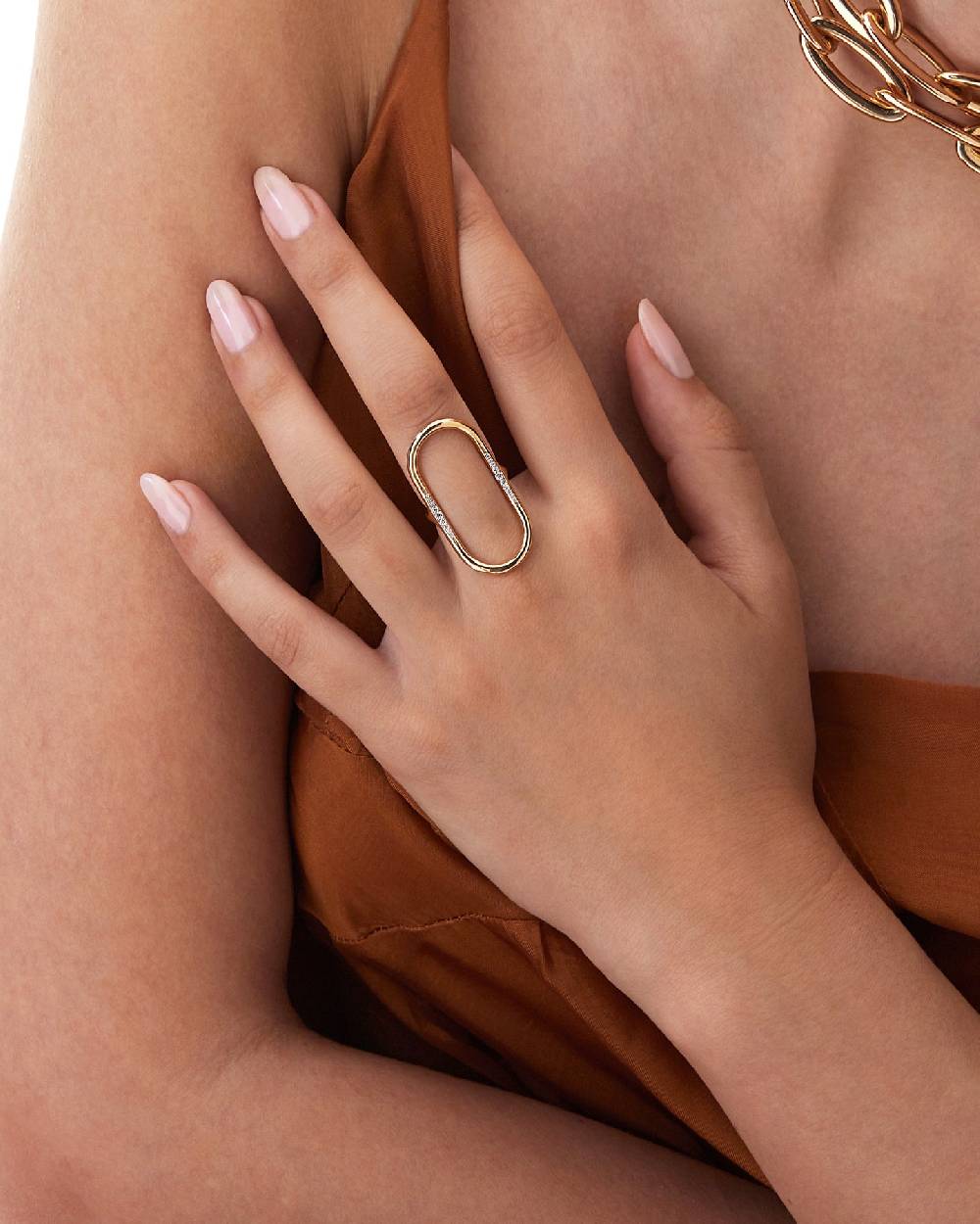 Nanis Anello "LIBERA" di design ovale aperto in oro rosa e diamanti – Nanis Italian Jewels Negozio online di fabbrica