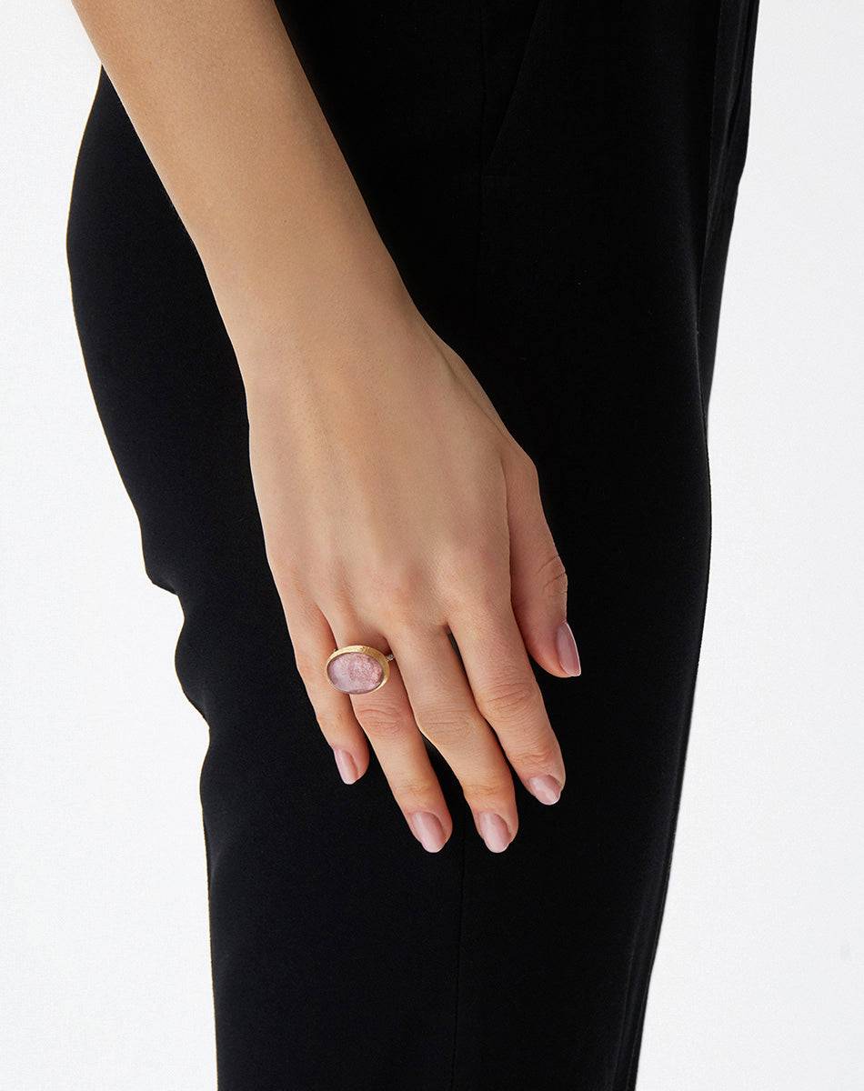 Nanis Anello Rosolio "Boules" in oro inciso, diamanti, cristallo di rocca, q – Nanis Italian Jewels Vendita